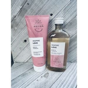 Bath & Body Works Aroma Inspire Love Rose & Vanilla Body Cream and Wash Set
